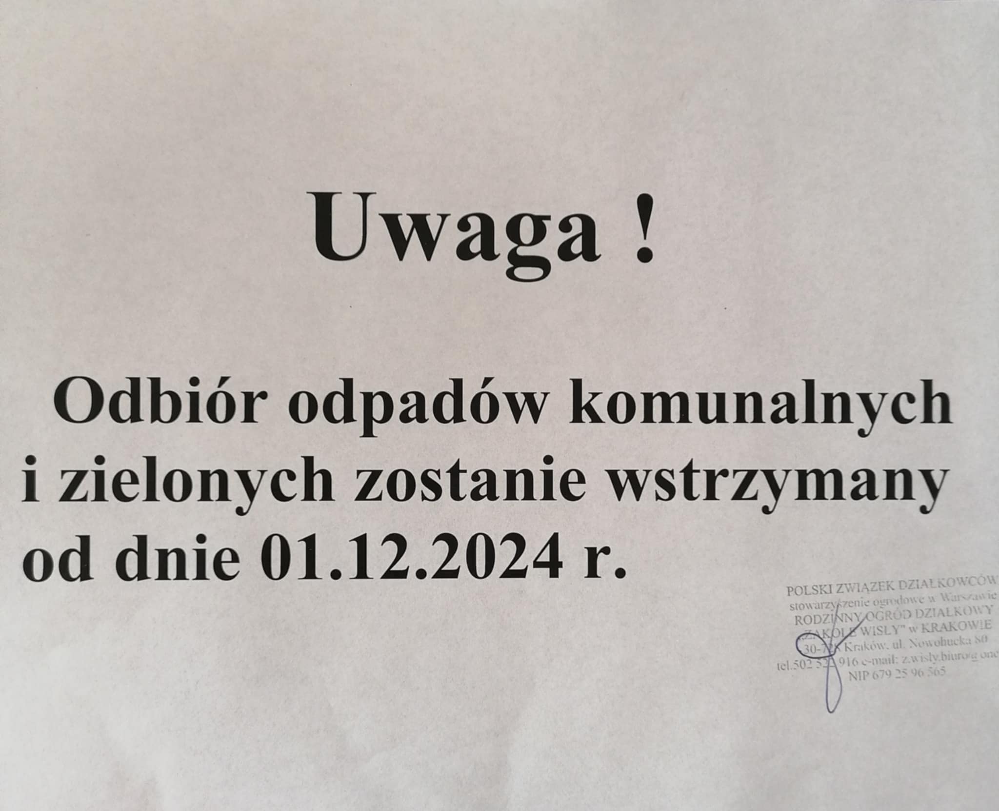 Odbiór odpadów 01.12.2024